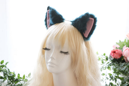 Cat ears Kitty Cosplay Headwear Blue Furry Pink Inside Animal Headband Costume