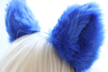 Load image into Gallery viewer, Cat ears Kitty Headwear Whole Blue Thick Furry Animal sky Headband Costume NALUMI