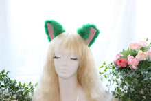 Load image into Gallery viewer, Cat ears Kitty Fox Front ears Cosplay Headwear Green Furry Pink inside Animal Headband Costume