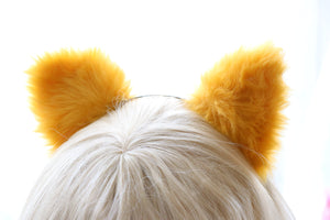 Cat ears Kitty Cosplay Headwear Yellow Furry Black Fur Inside Animal Headband Costume