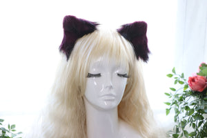 Black Purple Cat ears Kitty kitten Cosplay Anime Headwear Long Mix Furry Animal Hair clip Hairpin Costume Natural Simulation