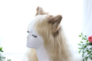 Mix Brown Cat ears Kitty kitten Cosplay Anime Headwear Long Mix Furry Animal Hair clip Hairpin Costume Natural Simulation