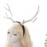 NALUMI White Reindeer Antler Headband — Handmade Christmas Deer Costume Headpiece