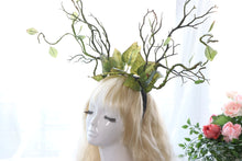 Load image into Gallery viewer, Black Blue Branch Horn All Leaves Vine Nymph Forest Horn Headdress Headwear Antlers Green Elf makeup Halloween Costume【NALUMI】