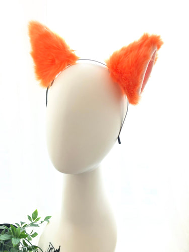 Cat ears Kitty Headwear Orange Furry Animal Headband Costume Bow Bells