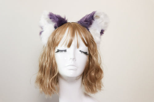 Cat ears Kitty Headwear Watermelon Purple/White Furry Animal Headband Costume Bow Bells