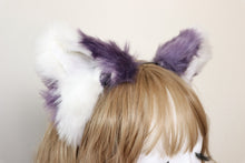 Load image into Gallery viewer, Cat ears Kitty Headwear Watermelon Purple/White Furry Animal Headband Costume Bow Bells