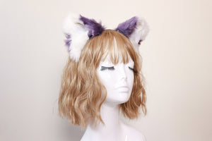 Cat ears Kitty Headwear Watermelon Purple/White Furry Animal Headband Costume Bow Bells