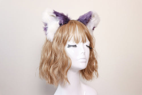 Cat ears Kitty Headwear Watermelon Purple/White Furry Animal Headband Costume Bow Bells
