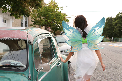 Elsa Green Blue Colorful Frozen Princess Butterfly Wing 3 Layers Cosplay Costume Big handmade Elf Halloween NALUMI