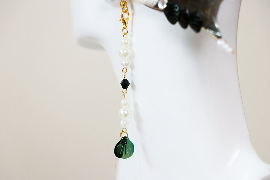 Gold Black Mermaid Earring Sea Shell Fairy Ears Elven Ears Earcuffs cosplay fantasy decoration Nature Fish Fin photography【NALUMI】