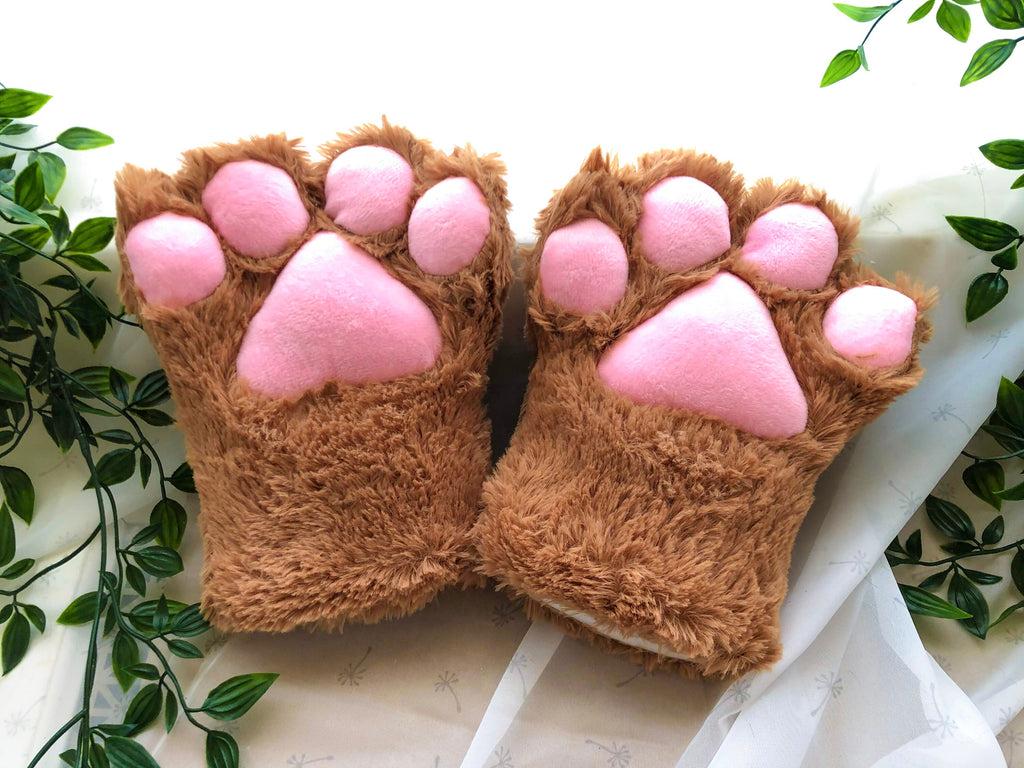 Coffee Brown Cat Paws Kitty kitten Bear Paw Cosplay Anime Furry Animal Costume Halloween