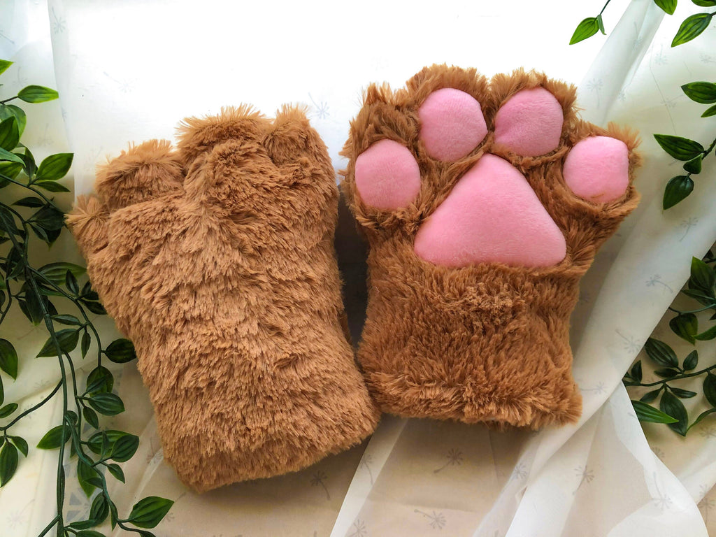 Coffee Brown Cat Paws Kitty kitten Bear Paw Cosplay Anime Furry Animal Costume Halloween