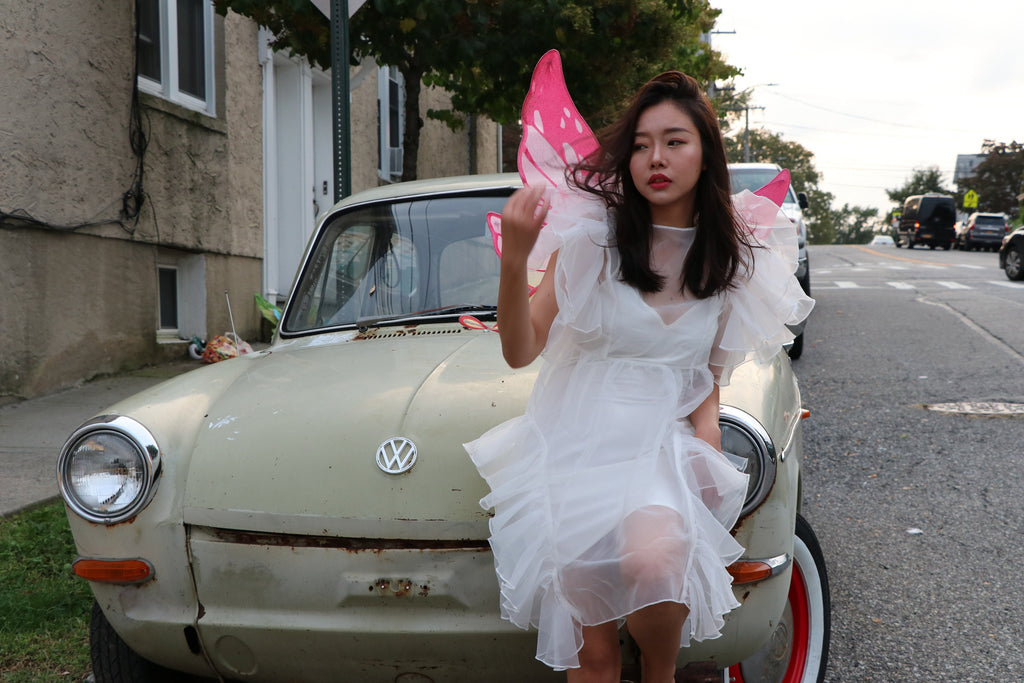 Pink Yellow Colorful Princess Butterfly Wing Glitter 3 Layers Cosplay Costume Big handmade Elf Halloween NALUMI