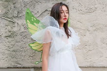 Load image into Gallery viewer, Green Yellow Colorful Princess Butterfly Wing 3 Layers Cosplay Costume Big handmade Elf Halloween NALUMI