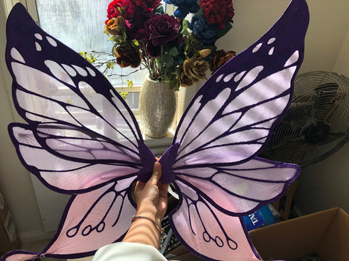Purple Pink Colorful Princess Butterfly Wing Glitter 3 Layers Cosplay Costume Big handmade Elf Halloween NALUMI