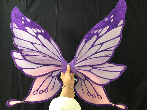 Purple Pink Colorful Princess Butterfly Wing Glitter 3 Layers Cosplay Costume Big handmade Elf Halloween NALUMI