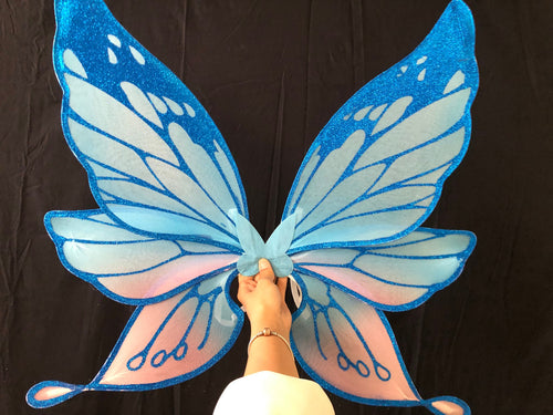 Elsa Blue Pink Colorful Frozen Princess Butterfly Wing 3 Layers Cosplay Costume Big handmade Elf Halloween NALUMI
