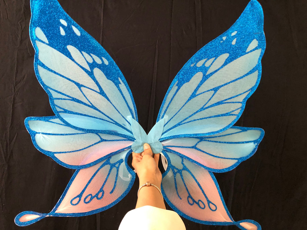 Elsa Blue Pink Colorful Frozen Princess Butterfly Wing 3 Layers Cosplay Costume Big handmade Elf Halloween NALUMI