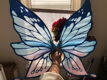 Load image into Gallery viewer, Elsa Blue Pink Colorful Frozen Princess Butterfly Wing 3 Layers Cosplay Costume Big handmade Elf Halloween NALUMI