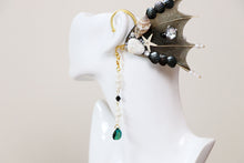 Load image into Gallery viewer, Gold Black Mermaid Earring Sea Shell Fairy Ears Elven Ears Earcuffs cosplay fantasy decoration Nature Fish Fin photography【NALUMI】