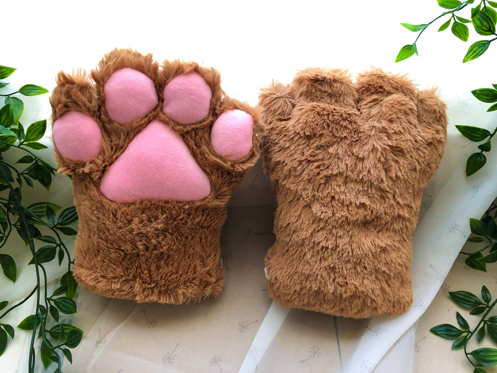 Coffee Brown Cat Paws Kitty kitten Bear Paw Cosplay Anime Furry Animal Costume Halloween