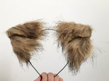 Load image into Gallery viewer, Mix Brown Cat ears Kitty kitten Cosplay Anime Headwear Long Mix Furry Animal Hair clip Hairpin Costume Natural Simulation