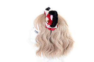 Cat Ears Black Pink Cute Headwear Lolita Red Ribbon Bells Bows Jingle Lace Furry Animal Headband Costume Christmas Gift