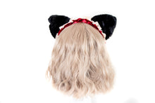 Load image into Gallery viewer, Cat Ears Black Pink Cute Headwear Lolita Red Ribbon Bells Bows Jingle Lace Furry Animal Headband Costume Christmas Gift