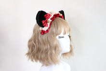 Load image into Gallery viewer, Bear Ears Black Cute Headwear Lolita Red Ribbon Jingle Bells Bows Lace Furry Animal Headband Costume Christmas Gift Halloween