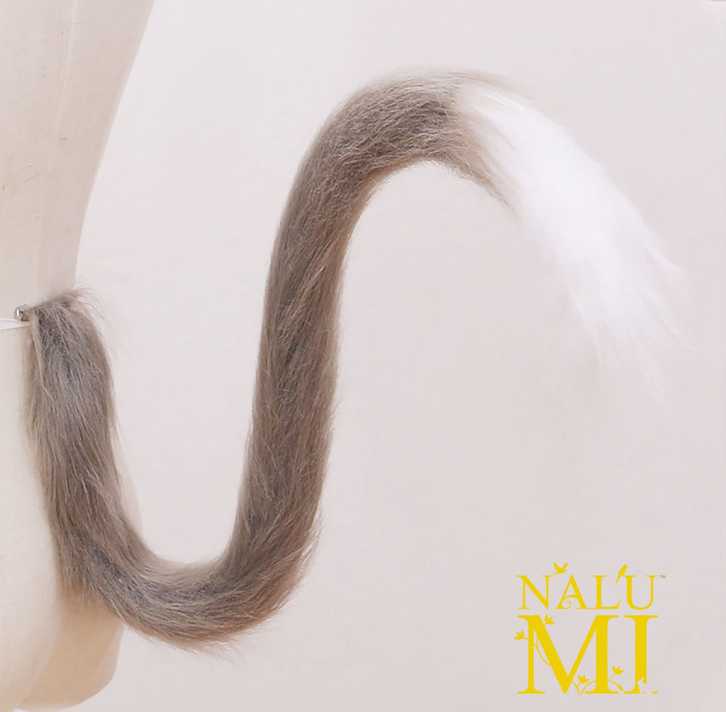 White/Gray Grey Tip Tail Cat Fox Animal Long Furry Cosplay Costume Kitty Cute New Year Gift