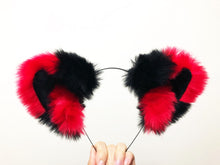 Load image into Gallery viewer, Cat ears Kitty Fox Ears Headwear Black/Red Furry Animal Headband Costume Bow Bells