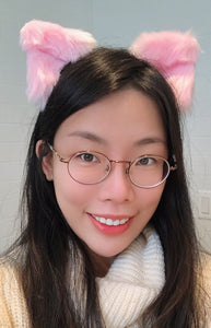 Pink Cat ears Kitty kitten Cosplay Anime Headwear Long Furry Animal Hair clip Hairpin Costume Natural Simulation