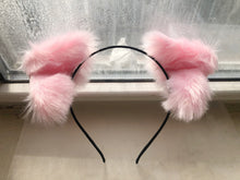 Load image into Gallery viewer, Pink Cat ears Kitty kitten Cosplay Anime Headwear Long Furry Animal Hair clip Hairpin Costume Natural Simulation