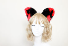 Load image into Gallery viewer, Cat ears Kitty Fox Ears Headwear Black/Red Furry Animal Headband Costume Bow Bells