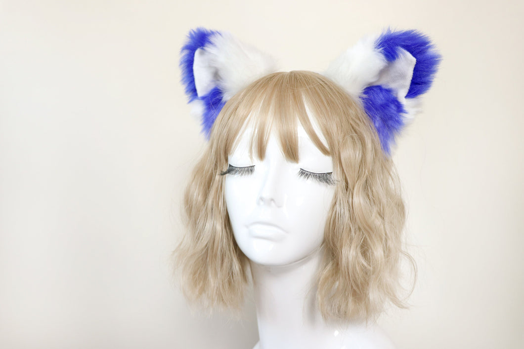 Cat ears Kitty Headwear Watermelon White/Blue Furry Animal Headband Costume Bow Bells