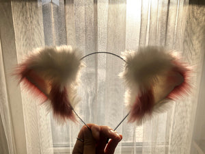 Cat ears Kitty Headwear White/Watermelon Pink Furry Animal Headband Costume Bow Bells