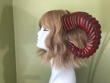 Load image into Gallery viewer, Black Red Huge Horn Forest Gothic Demon Nymph Ram Horn Headdress Headband Punk Evil sheep Diablo Photography Cosplay【NALUMI】