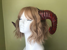 Load image into Gallery viewer, Black Red Huge Horn Forest Gothic Demon Nymph Ram Horn Headdress Headband Punk Evil sheep Diablo Photography Cosplay【NALUMI】