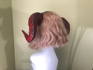 Black Red Huge Horn Forest Gothic Demon Nymph Ram Horn Headdress Headband Punk Evil sheep Diablo Photography Cosplay【NALUMI】