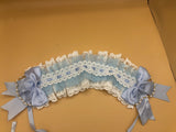 NALUMI Lolita Maid Headdress, Sky Blue and White Lace with Bows and Pearls