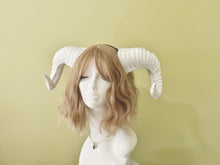 Load image into Gallery viewer, Plain White Huge Horn Forest Gothic Demon Nymph Ram Horn Headdress Headband Punk Evil sheep Diablo Photography Cosplay【NALUMI】