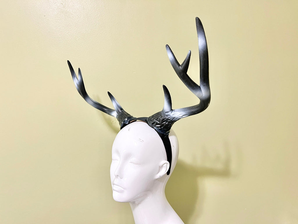 Antlers Reindeer black white Christmas Horn Demon Nymph Horn Headdress Wizard Costume Large