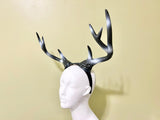 NALUMI Black and White Reindeer Antler Headband, Large — Handmade Christmas Deer Costume Headpiece