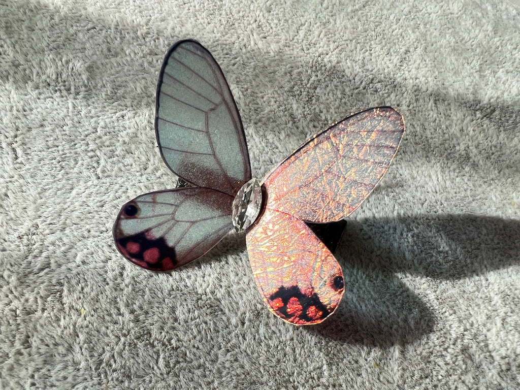 White Orange Shiny Butterfly Hair Clip Nymph Natural Hair Pin Gift For Her