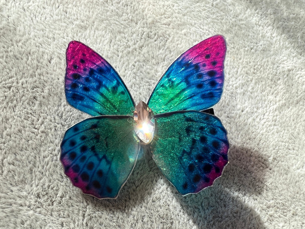 Colorful Green Blue Purple Shiny Butterfly Hair Clip Nymph Natural Hair Pin Gift For Her