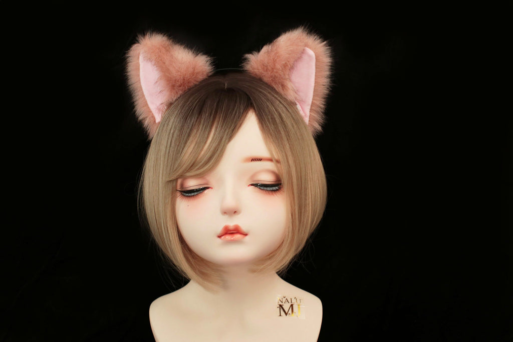 Cat ears Kitty Headwear Flesh Pink Dusty Pink Furry Animal Headband Costume Bow Bells Twinkle