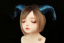 Load image into Gallery viewer, Galaxy Dark Blue Huge Horn Forest Gothic Demon Nymph Ram Horn Headdress Headband Punk Evil sheep Diablo Photography Cosplay【NALUMI】