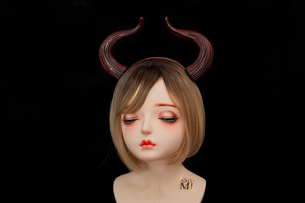 Black Red Horn Forest Gothic Demon Nymph Ram Horn Headdress Headband Punk Evil Diablo Photography Cosplay【NALUMI】