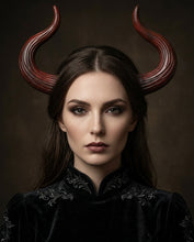 Load image into Gallery viewer, Black Red Horn Forest Gothic Demon Nymph Ram Horn Headdress Headband Punk Evil Diablo Photography Cosplay【NALUMI】